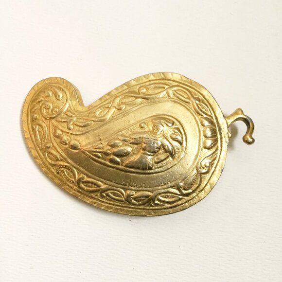 Vintage Alexis Kirk Gold Tone Etruscan Solider Runway Two Piece Belt Buckle - Picture 2 of 12